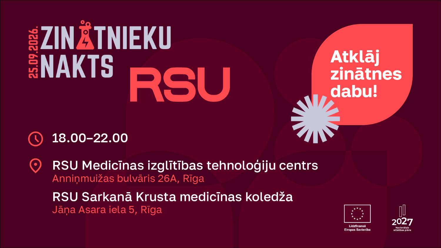 Zinātnieku nakts RSU 2026 plakāts