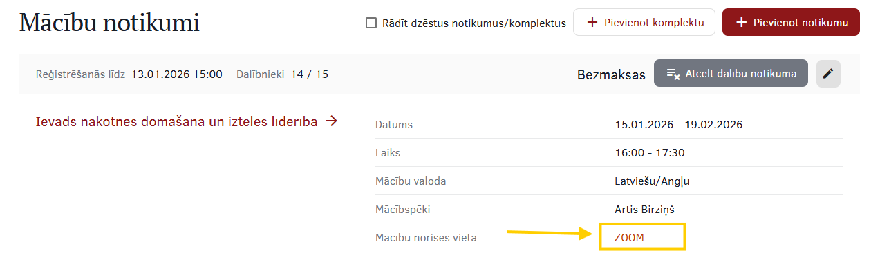 Ekrānšāviņš ar izvēli "Zoom"