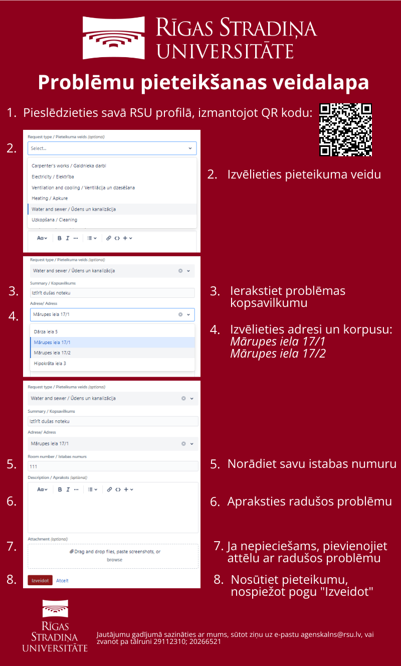 Problēmu pieteikšanas process dienesta viesnīcā Āgenskalnā
