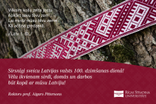 Rektors prof. Aigars Pētersons sveic Latvijas 100. dzimšanas dienā