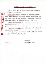 barikāžu laika paziņojums, kas tajās dienās tika izplatīts studentu un darbinieku vidū