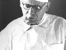 Black and white portrait of Professor Pauls Stradiņš