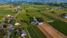 Aerial view of rural community